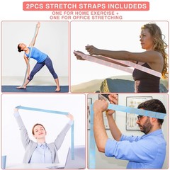 2PCS Elastic Yoga Stretching Strap with 11 Loops, Elastic Band for Physical T…