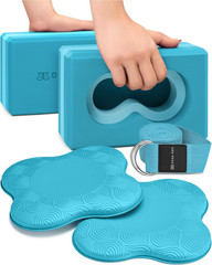 Deep-Zen® Yoga Blocks Wrist Support; Yoga Blocks 2 Pack with Knee Pads and Strap