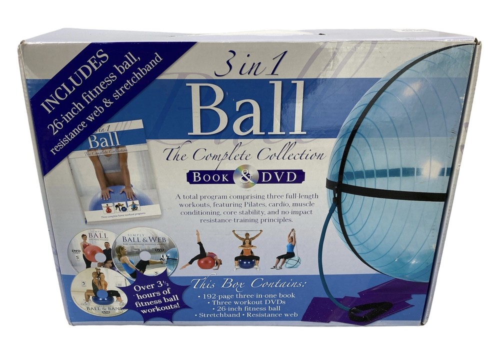 3 in 1 Ball The Complete Collection Book & DVD fitness ball stretchband