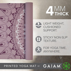 Gaiam Print Yoga Mat, Non Slip Exercise & Fitness Mat for All Types of Yoga, Pil