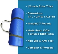 Amber Premium 1/2-Inch Extra Thick Exercise Yoga Mat, Non-Slip Anti-Tear
