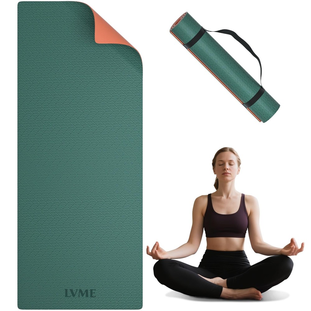 Yoga Mat Non Slip, Anti-Tear 1/4″ & 2/5″ Thick TPE Yoga Mats for and Men, a s…