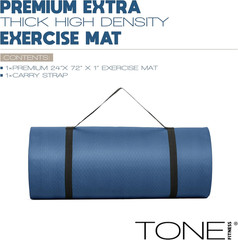 1-Inch Thick Yoga Mat | High-Density, Non-Slip Exercise Mat with Carrying Strap