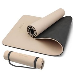 Yoga Mat Non Slip Anti-tear,extra thick-2/5 72″x24″x10mm Beige+Black.