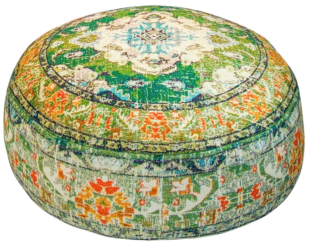 Indian Yoga Décor Pouf Cover Green Round Green Floor Pillow Case Room D