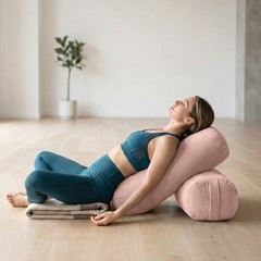Ergonomic Velvet Yoga Bolster Pillow with Zipper Cover & Handle Yoga Meditation