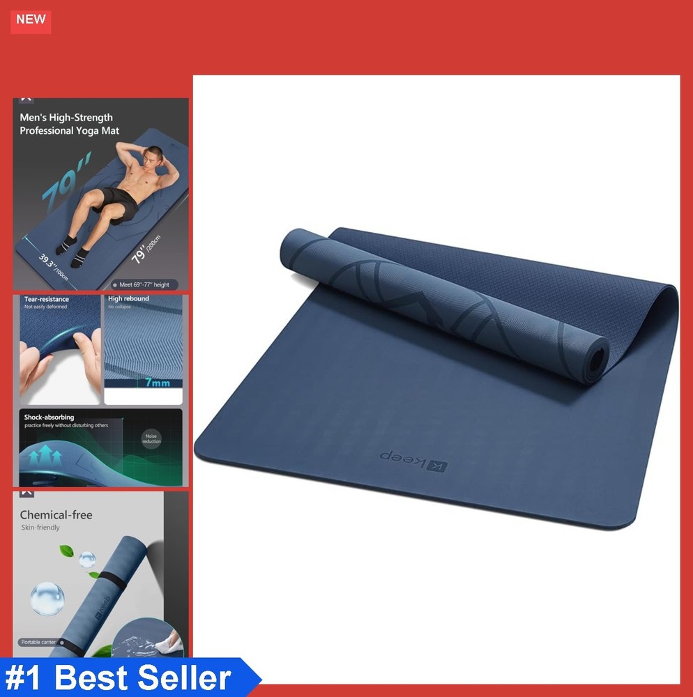 Extra Wide Yoga Mat 79×39 Inches 7mm Thick TPE Non Slip Large Exercise Mat for