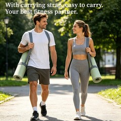 Professional Non Slip PU Yoga Mat with Carrying Strap & Alignment Line, 72″x2…