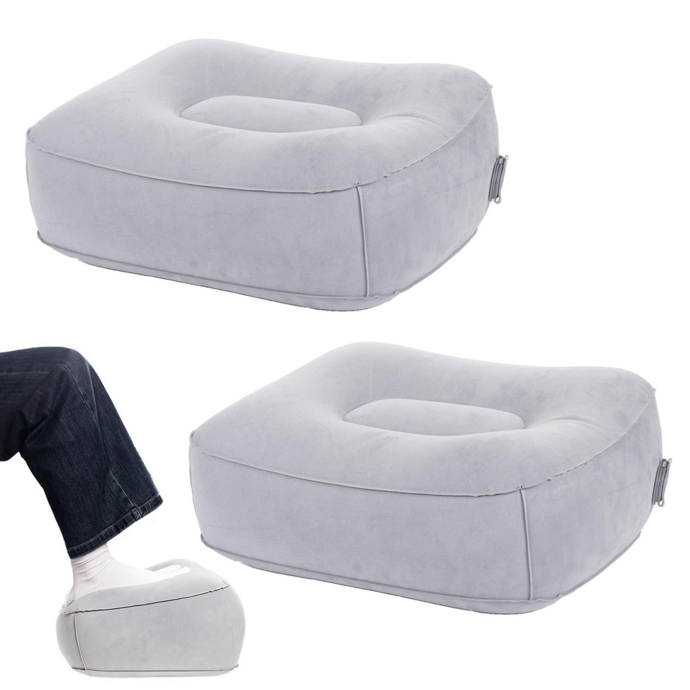 Inflatable Foot Rest for Airplane Travel & Office, Portable Leg Rest Pillow, …