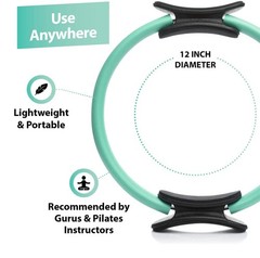 URBNFit Pilates Ring – 12″ Magic Circle w/Dual Grip, Foam Pads for Inner Teal