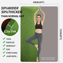 Large TPE Yoga Mat 6’X4’X1/2″ Extra Thick Non-Slip Exercise Mat – for Yoga Pilat