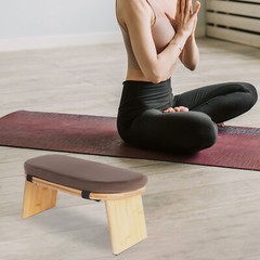 Folding Meditation Bench Portable Bamboo Kneeling Chair for Deep Meditation