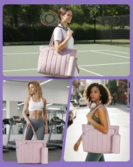 Quilted Tennis Tote Bag for Women Gym Duffle Bag with Shoe Compartment & Wet …