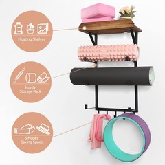 Yoga Mat Holder Wall Mount,17″ x 28″ Yoga Mat Rack Home Gym Accessories, Stor…