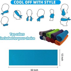 Cooling Towels, Soft Breathable Sweat Ice Towel for Sports, 10 Pack, Assorted