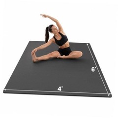Large Yoga Mat, 6′ x 4’/6′ x 3′ x 6mm /8mm/12mm Thick 72″ x 48″ x 0.24″ Black