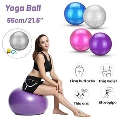 GRAY 55cm (22in) Exercise YOGA BALL & Pump Anti-Burst Stability Balance Gym Ball