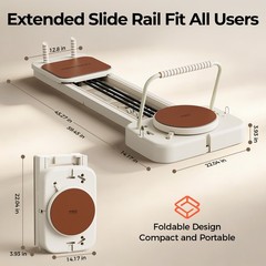 Pilates Reformer Machine w Extended Slide Rail,Full Body Core Training Equipment