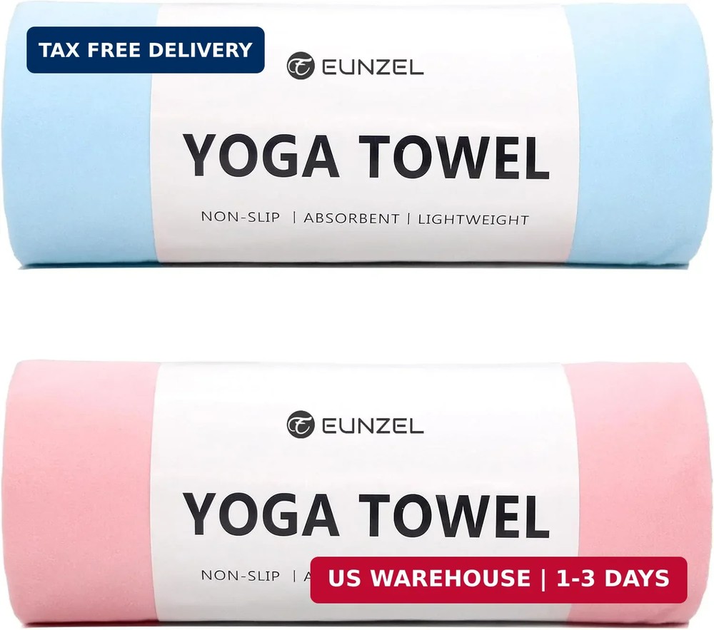 Eunzel 2 Pack Hot Yoga Towel Non Slip Yoga Mat Towel Non-Slip Sweat Absorbent Mi