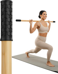 5Ft Bamboo Stretching Stick for Mobility with Video Tutorials