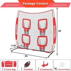 6×6 Ft Football Nets for Throwing,Football Target,Quarterback 6ft x 6ft, red
