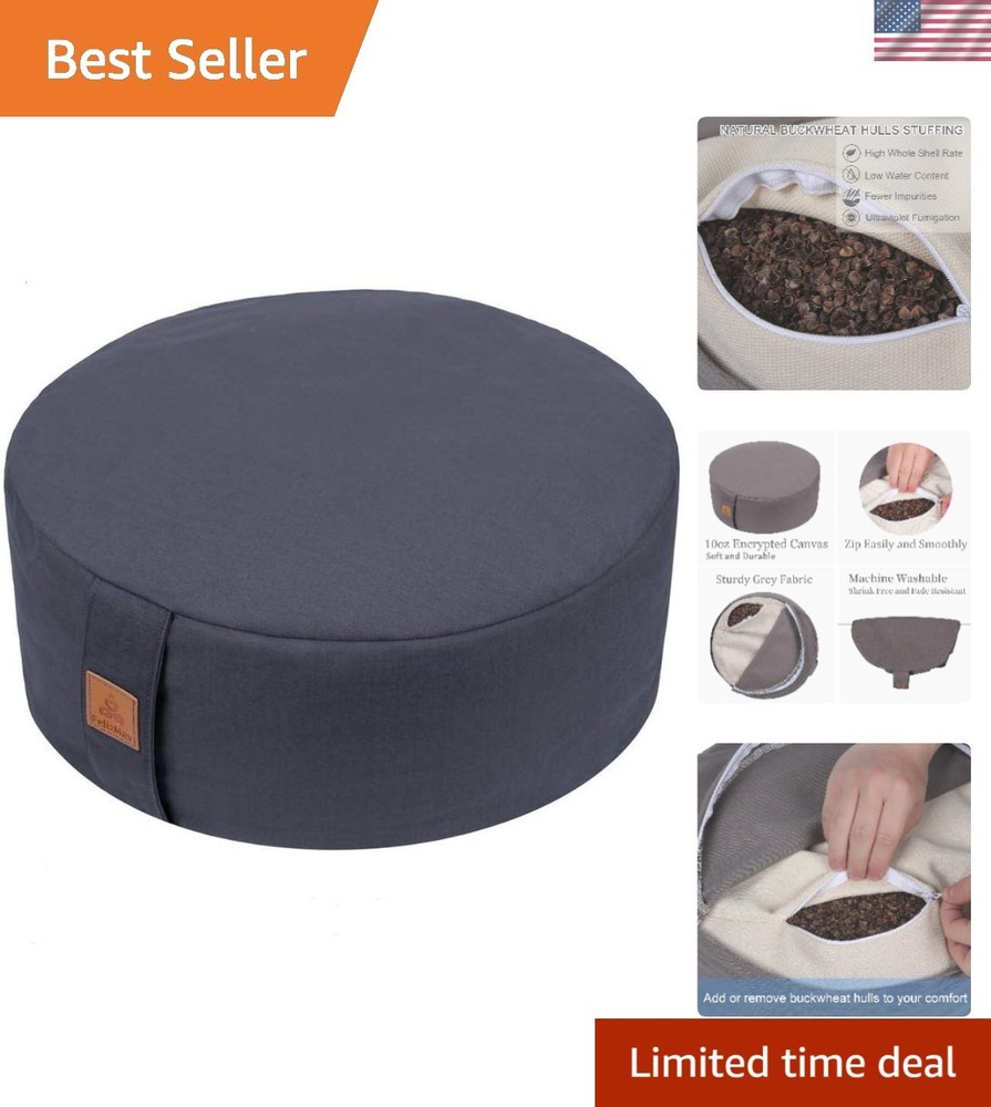 Zafu Buckwheat Meditation Cushion,D=13″/16″ H=5.5″,Round Zabuton Meditation P…