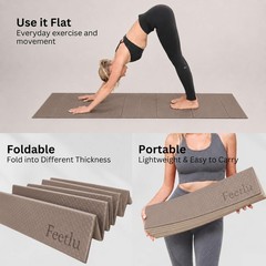 Foldable Yoga Exercise Mat, 6mm/8mm/10mm/12mm Thickness, 72 x 24 Inch – Light…