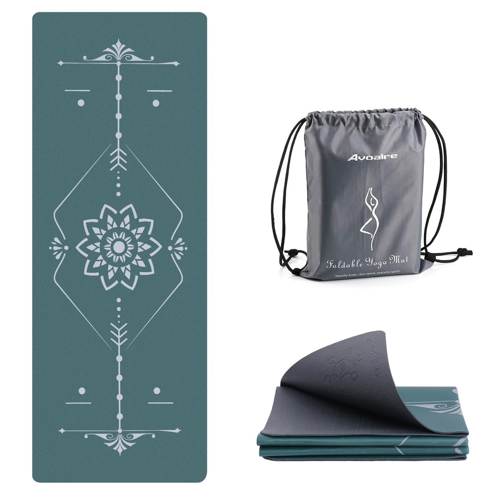 Yoga Mat Foldable – Textured Non Slip Exercise Mat -Travel Lightweight Hot Yo…