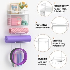 Yoga Mat Holder White, Wall Mount Yoga Accessory Mats Storage Rack, Home Gym …