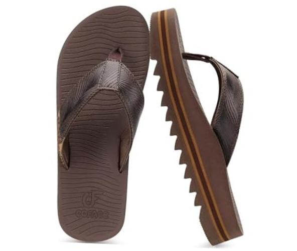 Mens Arch Support Flip Flops Yoga Mat Comfortable Thick Cushion 10 Brown