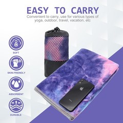 Eunzel Yoga Towel,Hot Mat Towel with Grip Dots 72″ x 24″, Purple & Blue