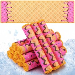 Peryiter 12 Pcs Baseball Ice Cream Drip Cooling Towel 30 x 9 Inch, Pink
