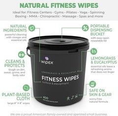 Yoga Mat Cleaner Wipes, EWG Verified, 400 Ct Plant-Based Lemongrass, Eucalypt…