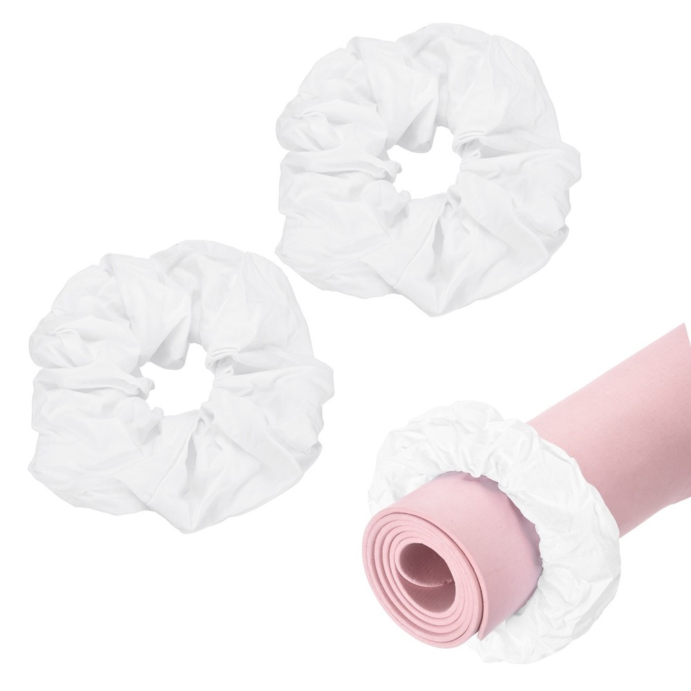 Yoga Mat Scrunchy, Yoga Mat Strap Band 2 Pcs & Cotton & White