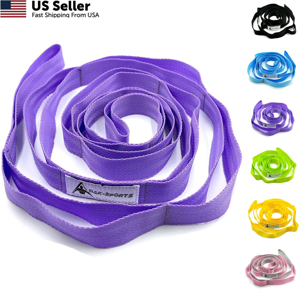 Stretching Strap Yoga with Loops, Stretch 75 inches x 1 inch, Purple