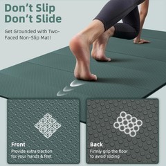 Large Yoga Mat, 74″x47.2″ Extra Wide & Long Foldable Yoga Mat, 0.4″ Thick Fol…
