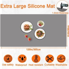 120″x24”(305cmx60cm) Extra Large Silicone Mat for Kitchen Counter, Heat Resi…