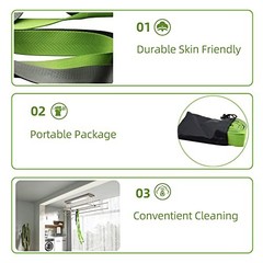 Yoga Straps Stretching Strap with 12 Loops Workout Poster, Straps Green+Grey