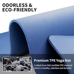 Extra Long TPE Yoga Mat 79″ x 40″ x 1/2″ Thick Non-slip Exercise Mat for Blue