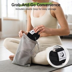 Slim Panda Cotton Yoga Strap with Adjustable D-Ring Buckle 98 Inch Black