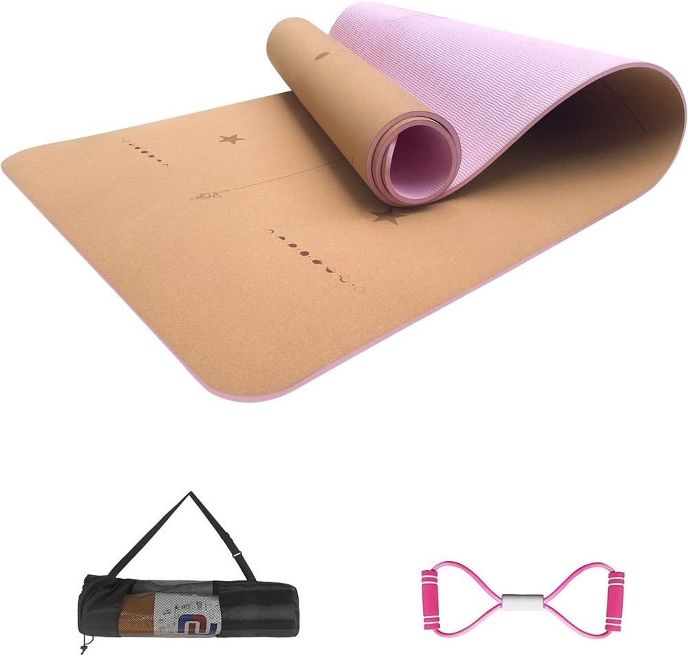 Numat Cork Yoga Mat 6Mm (1/4 Inch) Thick 72 X 24 In, Sweatproof Nonslip Eco-Frie