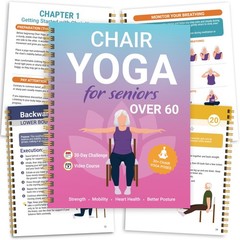 Chair Yoga for Seniors Over 60 Book and Chart, 30 Poses with yoga