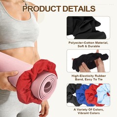 Yoga Mat Scrunchy, Yoga Mat Strap Band 2 Pcs & Cotton & Black