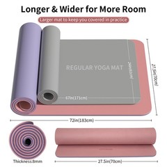 WOHAO Extra Thick 8mm Yoga Mat, 72″x28″ 183*70*0.8cm, Dark Powder+Dark silve