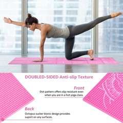 Foldable Yoga Mat for Women, Non Slip Exercise Mat for Home Gym, 5mm Travel Y…