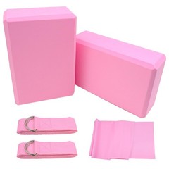Yoga Blocks Set of 2 with Strap, Lightweight EVA Foam Brick Yoga Pilates Blocks, H…