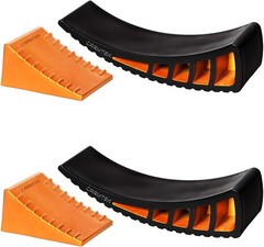 Camper Leveler 2-Pack Kit | Curved RV Levelers with Trailer Wheel Chocks