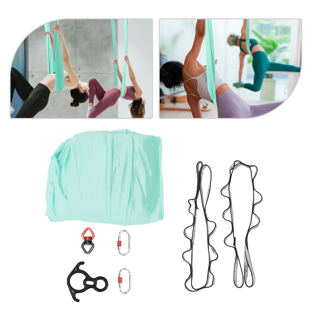 Green Modern Yoga Hammock Practice Kit Aerial Yoga Practice Polyester Strap