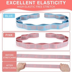 2PCS Elastic Yoga Stretching Strap with 11 Loops, Elastic Band for Physical T…