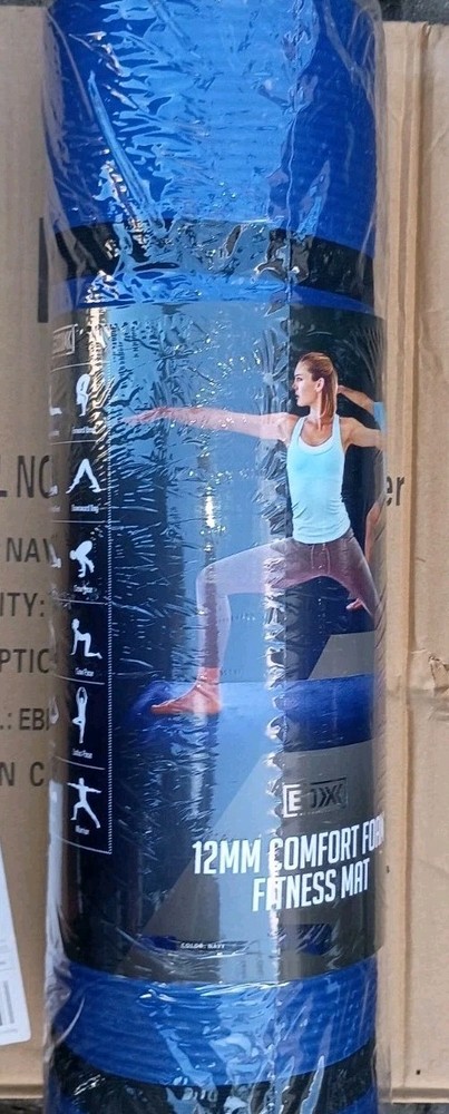YOGA MAT EDX 12MM COMFORT FOAM FITNESS MAT NAVY BLUE